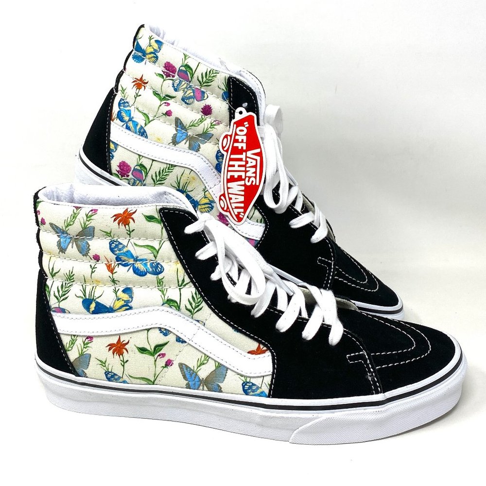 šMEGA SALEšVANS SK8-HI Men Butterfly Floral Black White Canvas VN0A5HXVUC0 - Picture 1 of 10